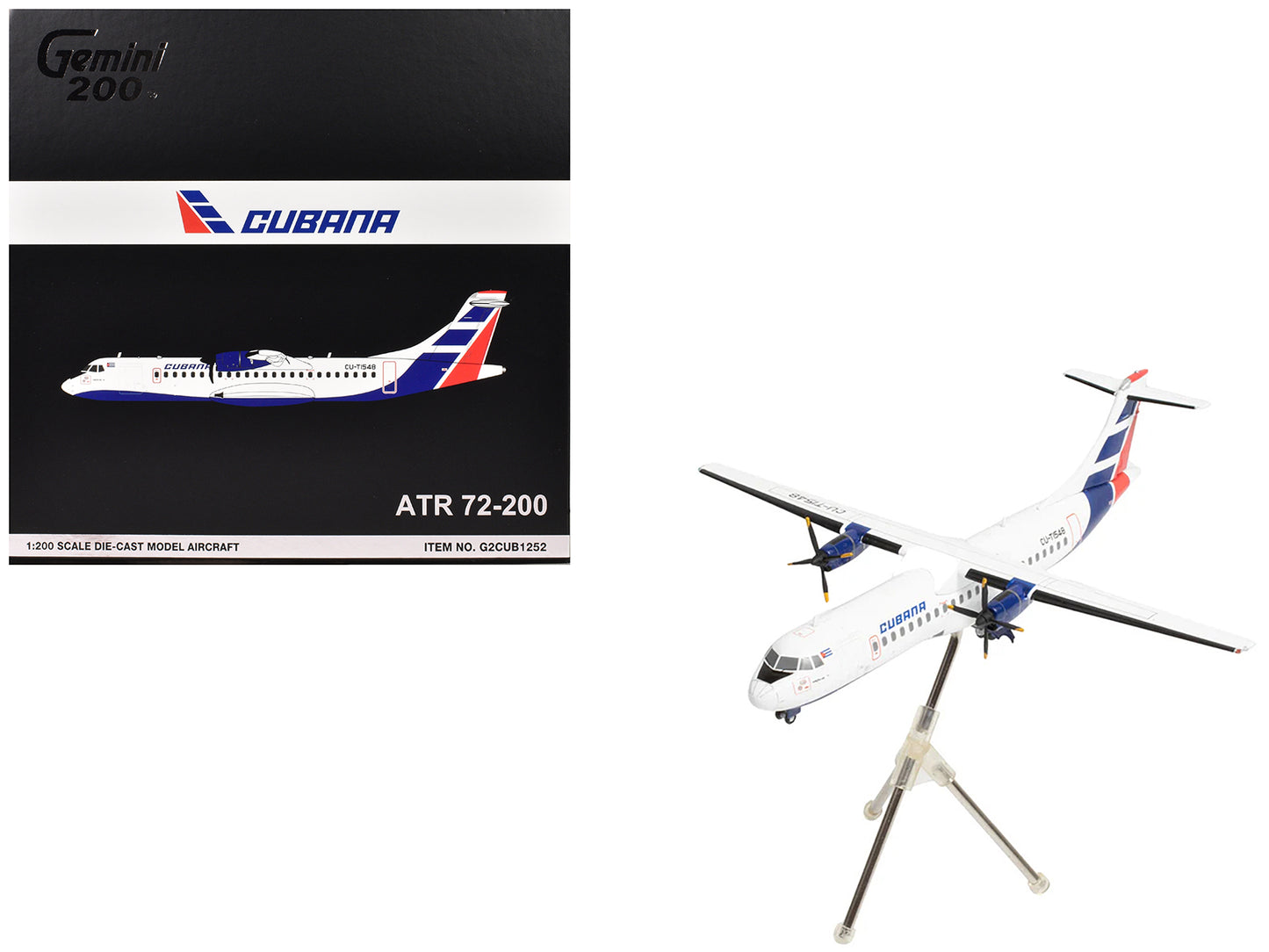 ATR 72-200 Commercial Aircraft "Cubana de Aviacion" (CU-T1548) White with Red and Blue Tail "Gemini 200" Series 1/200 Diecast Model Airplane by GeminiJets <h2>ATR GeminiJets</h2> <p>High-quality car p