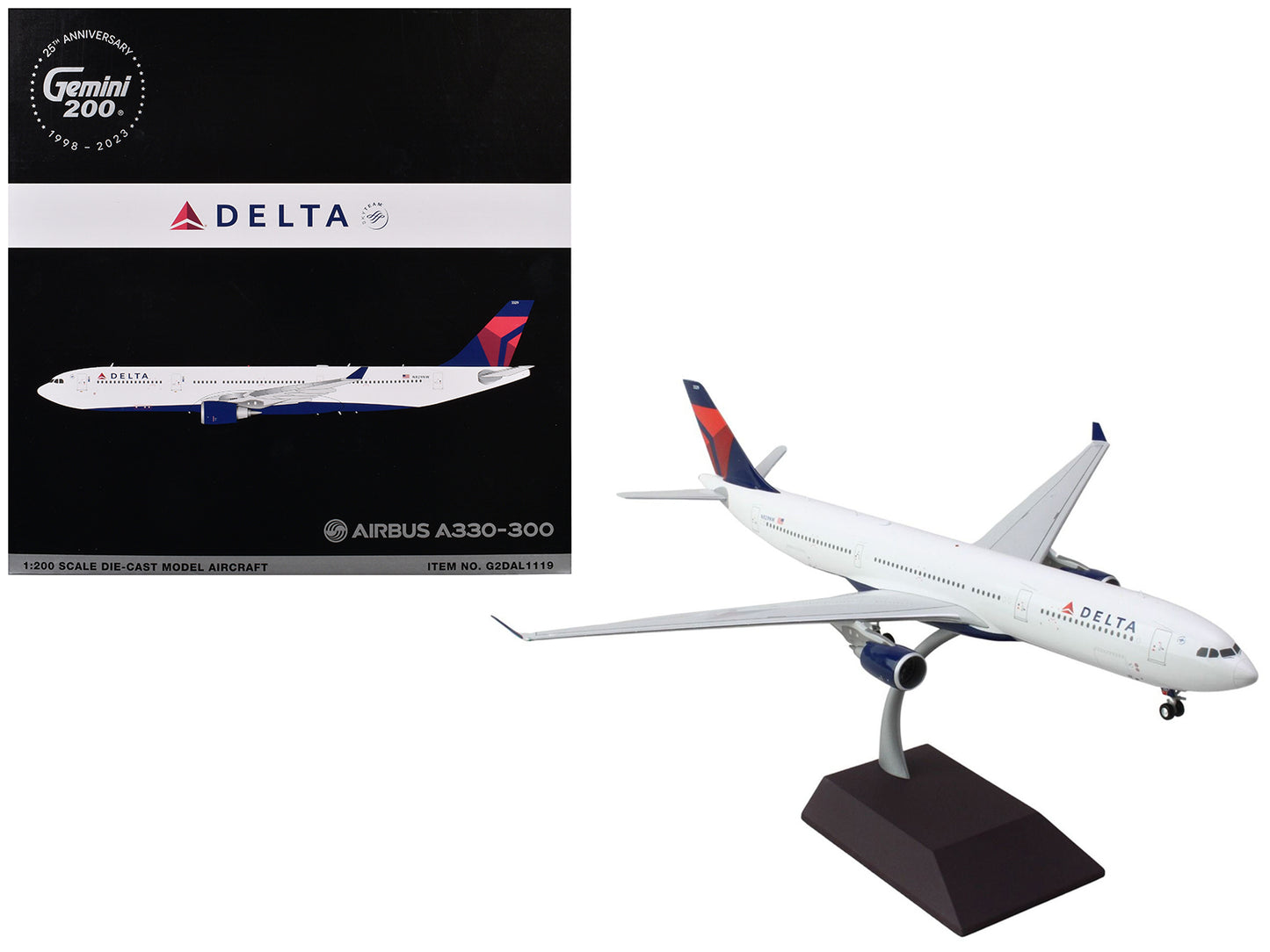 Airbus A330-300 Commercial Aircraft "Delta Air Lines" (N829NW) White with Blue and Red Tail "Gemini 200" Series 1/200 Diecast Model Airplane by GeminiJets <h2>Airbus GeminiJets</h2> <p>High-quality ca