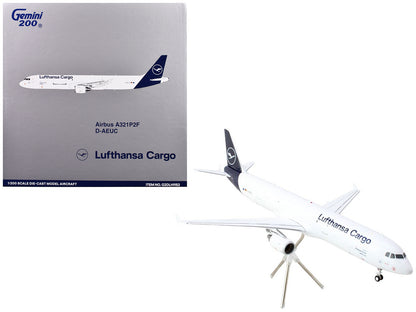 Airbus A321P2F Commercial Aircraft "Lufthansa Cargo" (D-AEUC) White with Blue Tail "Gemini 200" Series 1/200 Diecast Model Airplane by GeminiJets <h2>Airbus GeminiJets</h2> <p>High-quality car perfect