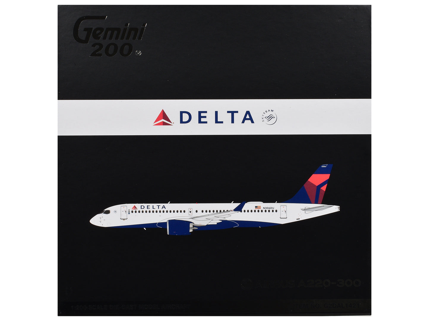 Airbus A220-300 Commercial Aircraft "Delta Air Lines" (N306DU) White with Red and Blue Tail "Gemini 200" Series 1/200 Diecast Model Airplane by GeminiJets