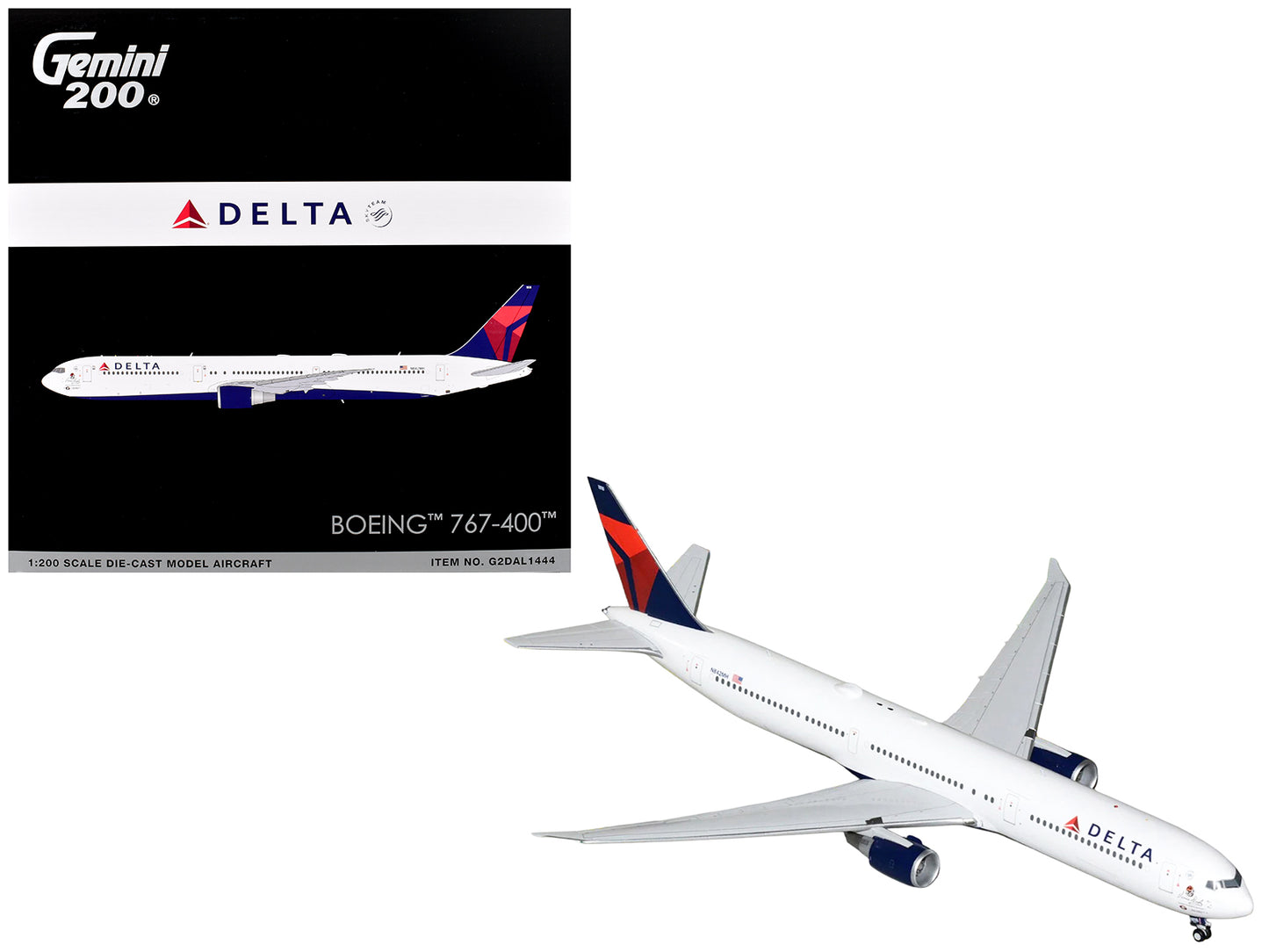 Boeing 767-400ER Commercial Aircraft "Delta Air Lines" (N482MH) White with Blue and Red Tail "Gemini 200" 1/200 T&y Diecast Model Airplane by GeminiJets