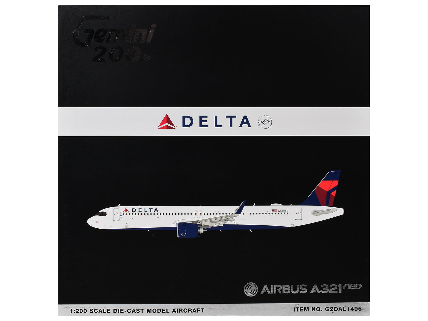 Airbus A321neo Commercial Aircraft "Delta Air Lines" (N502DX) White with Blue and Red Tail "Gemini 200" 1/200 Diecast Model Airplane by GeminiJets