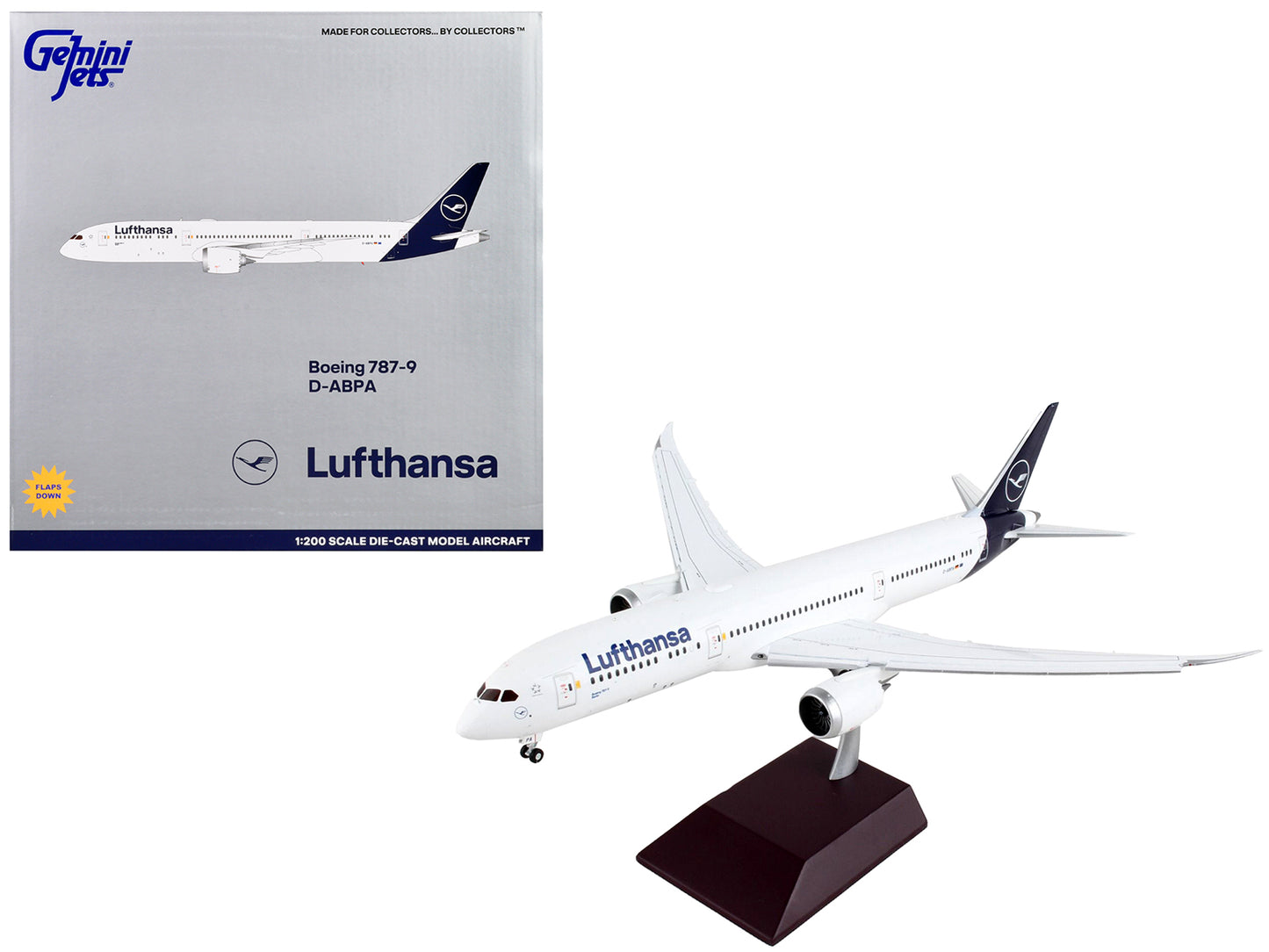 Boeing 787-9 Commercial Aircraft with Flaps Down "Lufthansa" White Blue Tail "Gemini 200" Series 1/200 Diecast Model Airplane by GeminiJets <h2>Boeing GeminiJets</h2> <p>High-quality car perfect for c