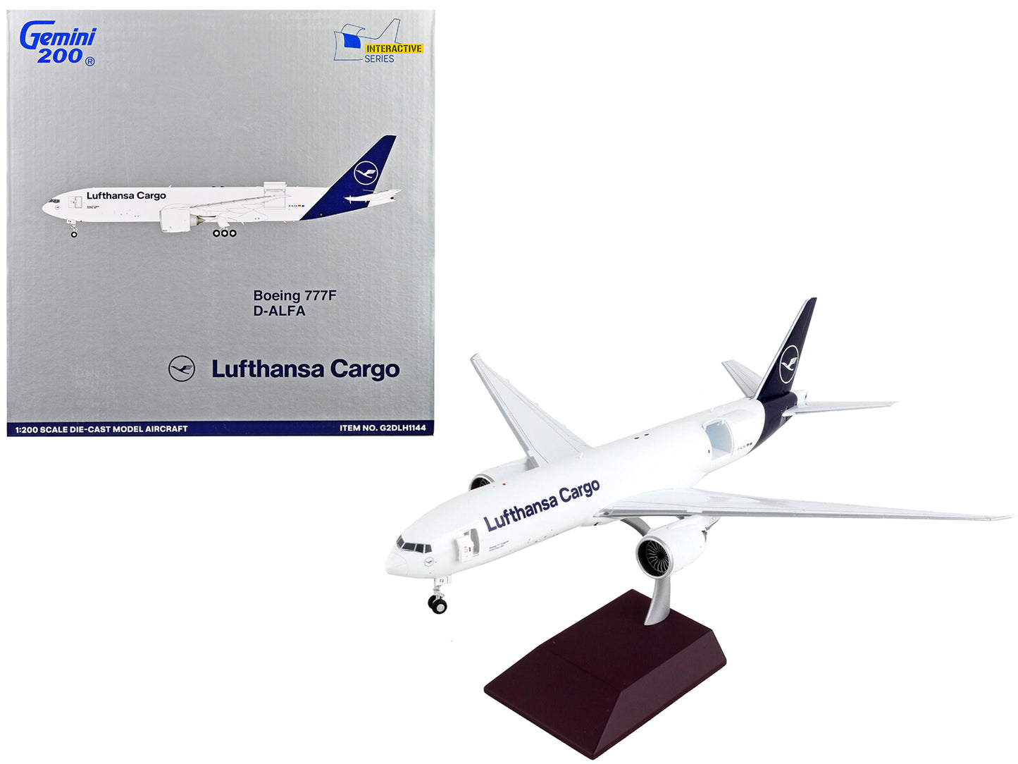 Boeing 777F Commercial Aircraft "Lufthansa Cargo" White with Blue Tail "Gemini 200 - Interactive" Series 1/200 Diecast Model Airplane by GeminiJets <h2>Boeing GeminiJets</h2> <p>High-quality car perfe