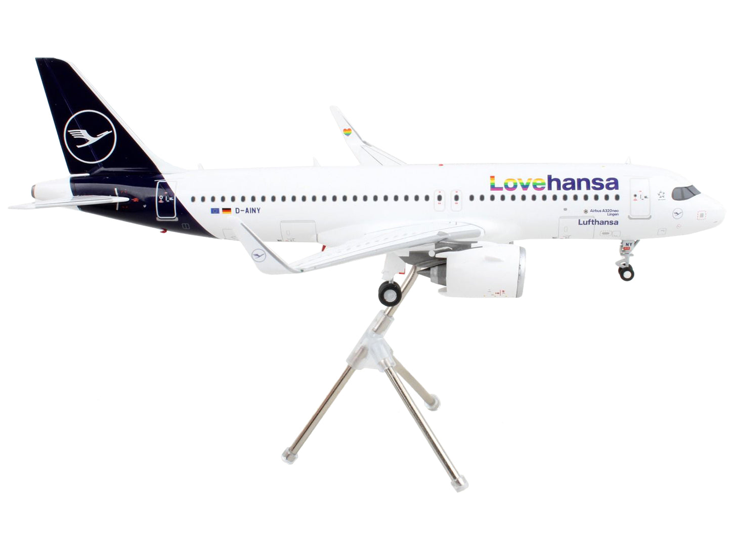 Airbus A320neo Commercial Aircraft "Lufthansa - LoveHansa" White with Blue Tail "Gemini 200" Series 1/200 Diecast Model Airplane by GeminiJets <h2>Airbus GeminiJets</h2> <p>High-quality car perfect fo