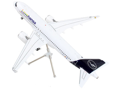 Airbus A320neo Commercial Aircraft "Lufthansa - LoveHansa" White with Blue Tail "Gemini 200" Series 1/200 Diecast Model Airplane by GeminiJets <h2>Airbus GeminiJets</h2> <p>High-quality car perfect fo