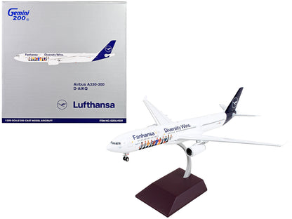 Airbus A330-300 Commercial Aircraft "Lufthansa - Diversity Wins" White with Blue Tail "Gemini 200" Series 1/200 Diecast Model Airplane by GeminiJets <h2>Airbus GeminiJets</h2> <p>High-quality car perf