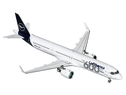 Airbus A321neo Commercial Aircraft "Lufthansa - 600th Aircraft" (D-AIEQ) White with Dark Blue Tail "Gemini 200" Series 1/200 Diecast Model Airplane by GeminiJets <h2>Airbus GeminiJets</h2> <p>High-qua