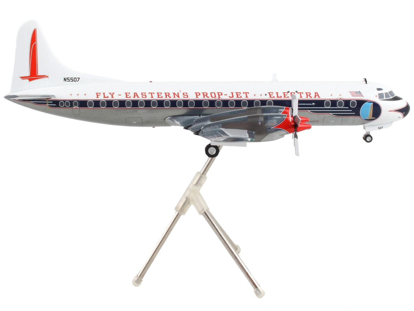 Lockheed L-188 Electra Commercial Aircraft "Eastern Air Lines" White with Blue Stripes "Gemini 200" Series 1/200 Diecast Model Airplane by GeminiJets <h2>Lockheed GeminiJets</h2> <p>High-quality car p