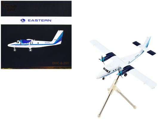 De Havilland DHC-6-200 Commercial Aircraft "Eastern Air Lines - Metro Express" White with Blue Stripes "Gemini 200" Series 1/200 T&y Diecast Model Airplane by GeminiJets