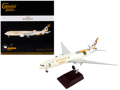 Boeing 777F Commercial Aircraft "Etihad Airways Cargo" Beige with Tail Graphics "Gemini 200 - Interactive" Series 1/200 Diecast Model Airplane by GeminiJets <h2>Boeing GeminiJets</h2> <p>High-quality
