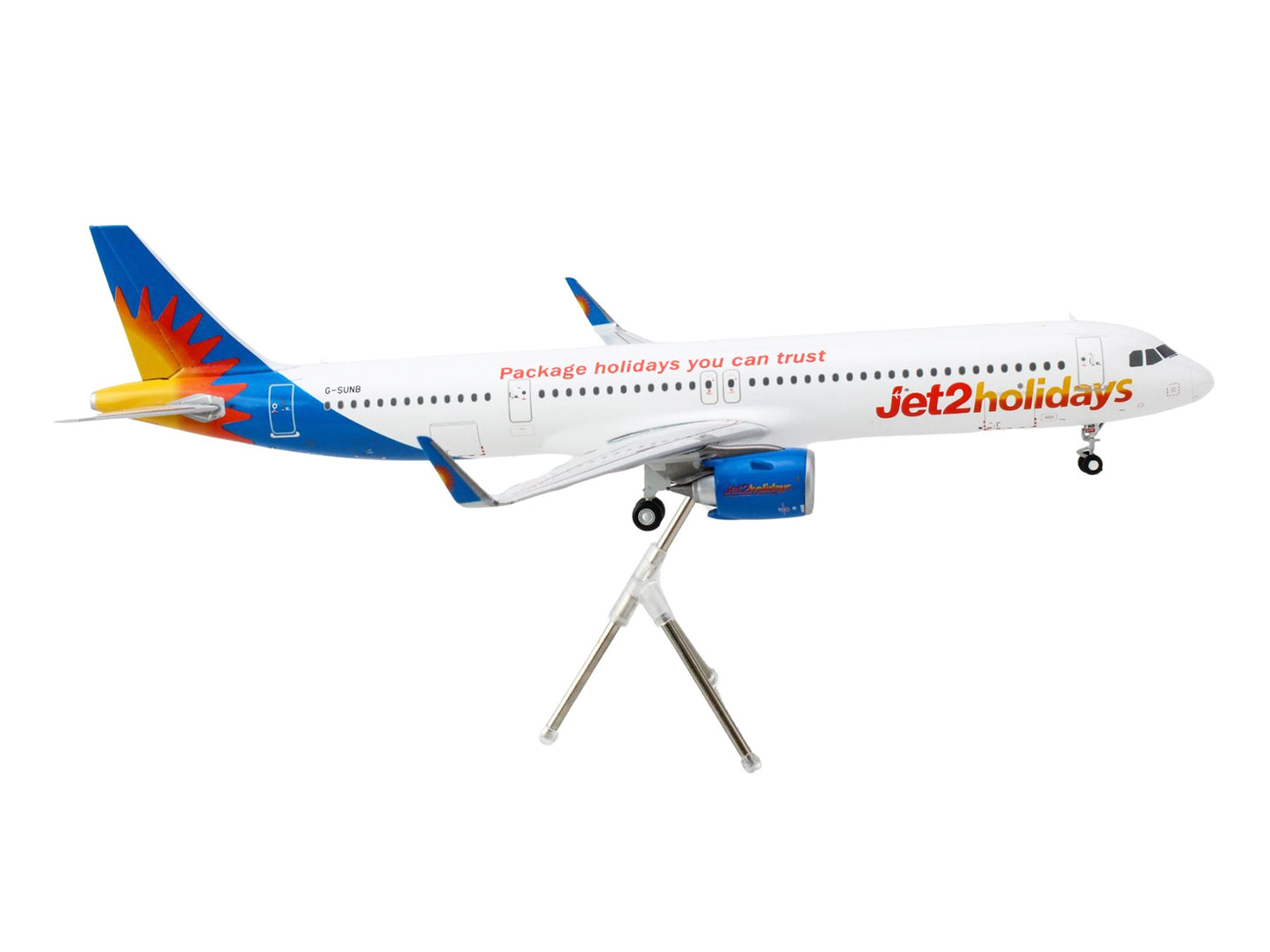 Airbus A321neo Commercial Aircraft "Jet2Holidays" (G-SUNB) White with Tail Graphics "Gemini 200" Series 1/200 Diecast Model Airplane by GeminiJets <h2>Airbus GeminiJets</h2> <p>High-quality car perfec