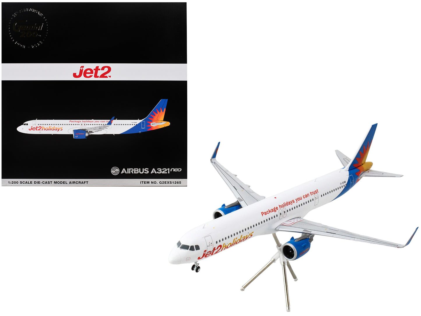 Airbus A321neo Commercial Aircraft "Jet2Holidays" (G-SUNB) White with Tail Graphics "Gemini 200" Series 1/200 Diecast Model Airplane by GeminiJets <h2>Airbus GeminiJets</h2> <p>High-quality car perfec
