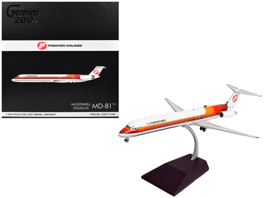 McDonnell Douglas MD-81 Commercial Aircraft "Frontier Airlines" (N859HA) White with Red and Orange Stripes "Gemini 200" Series 1/200 T&y Diecast Model Airplane by GeminiJets