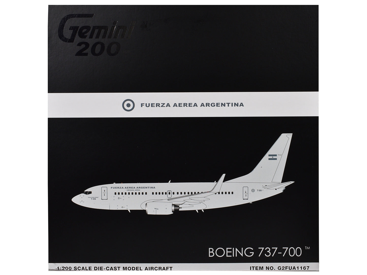 Boeing 737-700 Transport Aircraft "Fuerza Aerea Argentina (Air Force)" (T-99) Gray "Gemini 200" Series 1/200 Diecast Model Airplane by GeminiJets <h2>Boeing GeminiJets</h2> <p>High-quality car perfect