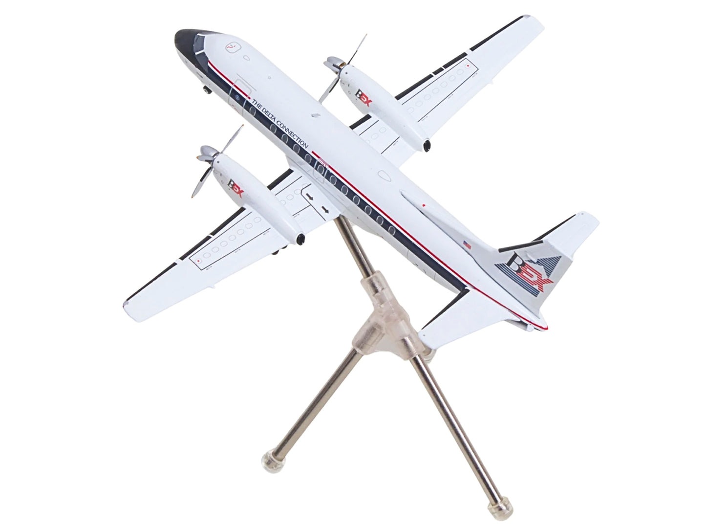 Saab 340A Commercial Aircraft "Delta Connection - Business Express Airlines" (N749BA) White with Dark Blue and Red Stripes "Gemini 200" Series 1/200 Diecast Model by GeminiJets <h2>Saab GeminiJets</h2
