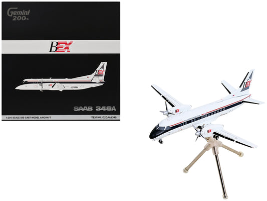 Saab 340A Commercial Aircraft "Delta Connection - Business Express Airlines" (N749BA) White with Dark Blue and Red Stripes "Gemini 200" Series 1/200 Diecast Model by GeminiJets <h2>Saab GeminiJets</h2