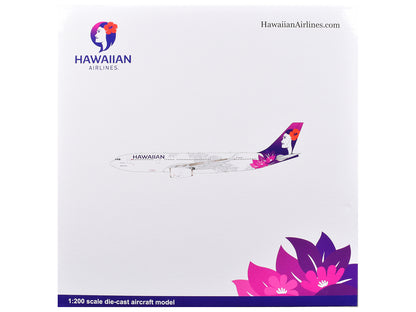 Airbus A330-200 Commercial Aircraft "Hawaiian Airlines" (N360HA) White with Purple Tail Graphics "Gemini 200" Series 1/200 Diecast Model Airplane by GeminiJets