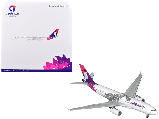Airbus A330-200 Commercial Aircraft "Hawaiian Airlines" (N360HA) White with Purple Tail Graphics "Gemini 200" Series 1/200 T&y Diecast Model Airplane by GeminiJets