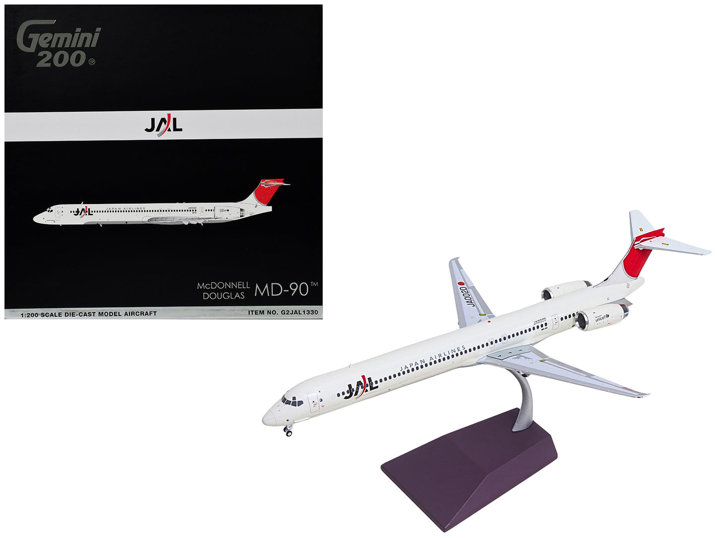 McDonnell Douglas MD-90 Commercial Aircraft "Japan Airlines" (JA002D) White with Red Tail "Gemini 200" Series 1/200 Diecast Model by GeminiJets <h2>McDonnell GeminiJets</h2> <p>High-quality car perfec