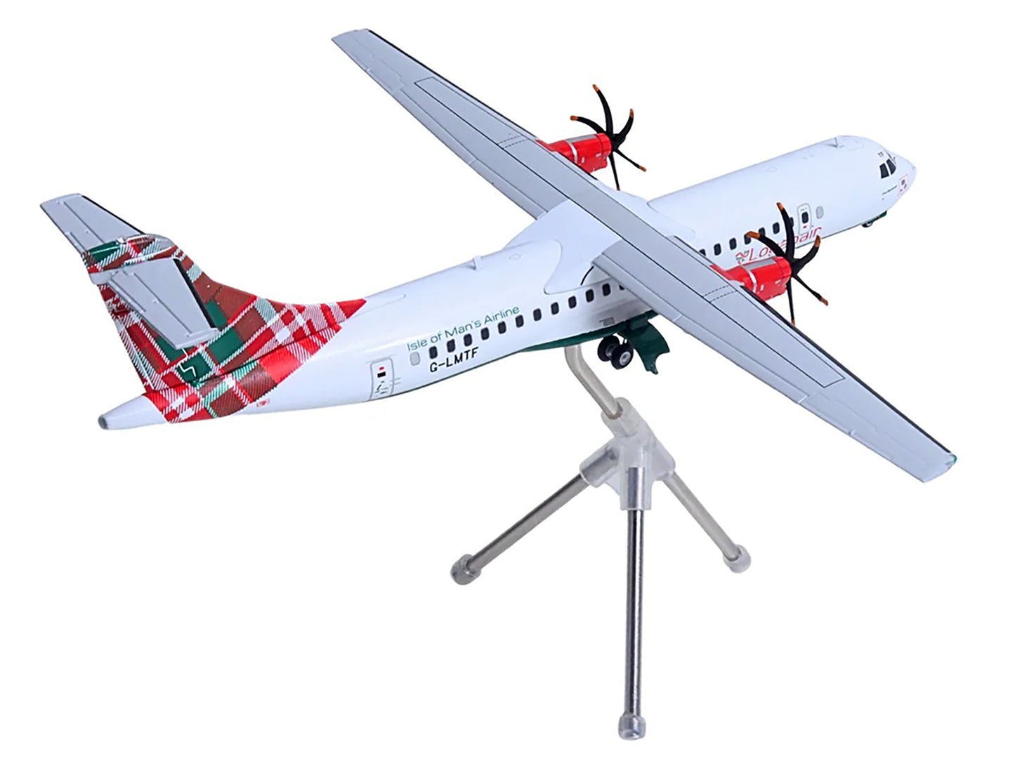 ATR 72-600 Commercial Aircraft "Loganair - Isle of Man's Airline" (G-LMTF) White with Green and Red Plaid Tail "Gemini 200" Series 1/200 Diecast Model Airplane by GeminiJets <h2>ATR GeminiJets</h2> <p