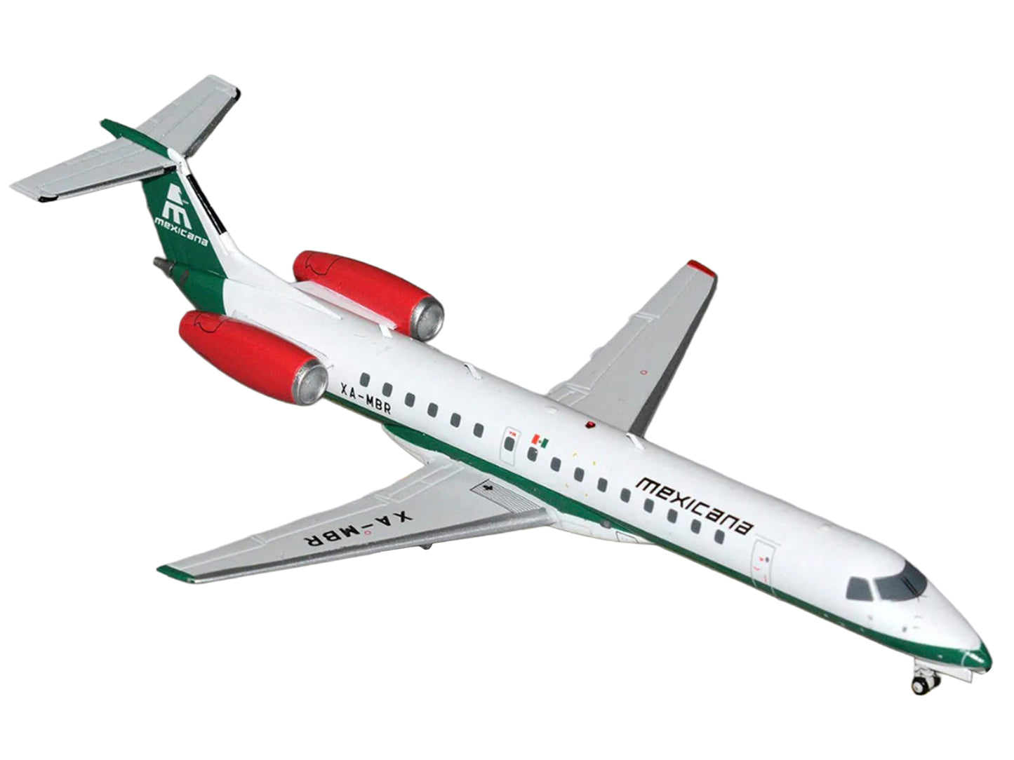 Embraer ERJ-145 Commercial Aircraft "Mexicana de Aviacion" (XA-MBR) White with Green Stripes and Tail "Gemini 200" Series 1/200 Diecast Model by GeminiJets <h2>Embraer GeminiJets</h2> <p>High-quality