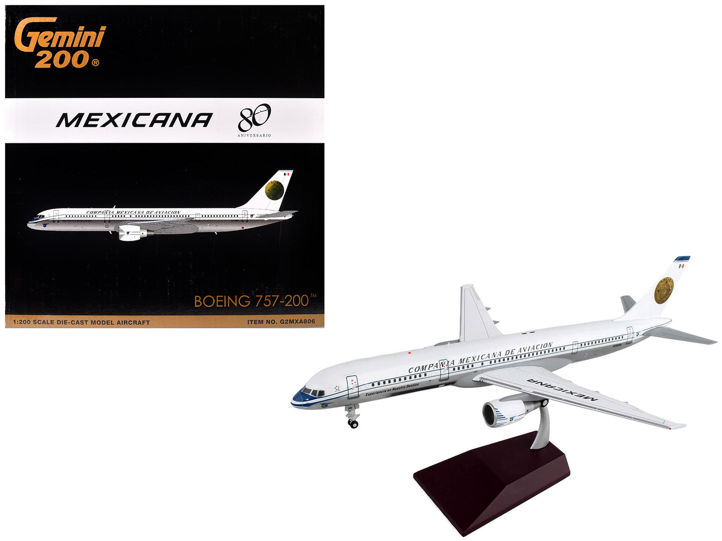 Boeing 757-200 Commercial Aircraft "Mexicana Retro Livery" (N380RM) White with Tail Graphics "Gemini 200" Series 1/200 Diecast Model Airplane by GeminiJets <h2>Boeing GeminiJets</h2> <p>High-quality c