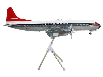Lockheed L-188 Electra Commercial Aircraft "Northwest Orient" (N128US) White and Gray with Blue Stripes Red Tail "Gemini 200" Series 1/200 Diecast Model Airplane by GeminiJets <h2>Lockheed GeminiJets<