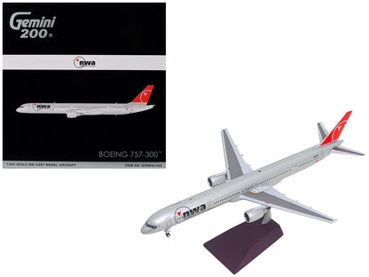 Boeing 757-300 Commercial Aircraft "Northwest Airlines" (N587NW) Silver with Red Tail "Gemini 200" Series 1/200 Diecast Model by GeminiJets <h2>Boeing GeminiJets</h2> <p>High-quality car perfect for c