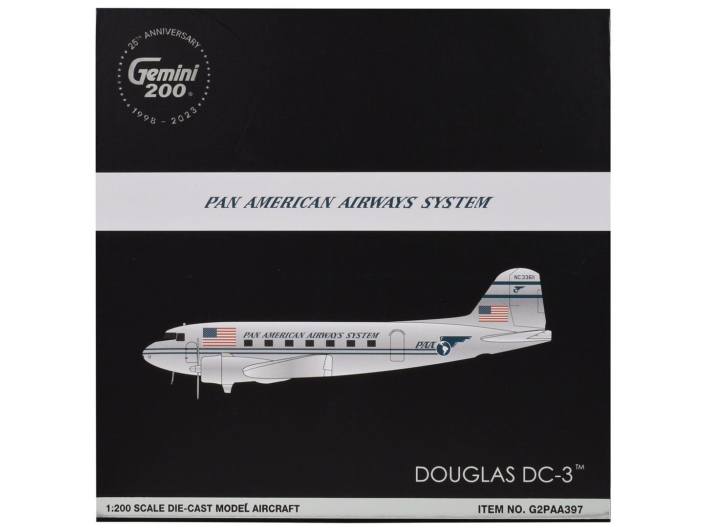 Douglas DC-3 Commercial Aircraft "Pan American Airways" (NC33611) Polished Metal Finish "Gemini 200" Series 1/200 Diecast Model Airplane by GeminiJets <h2>Douglas GeminiJets</h2> <p>High-quality car p
