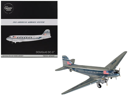 Douglas DC-3 Commercial Aircraft "Pan American Airways" (NC33611) Polished Metal Finish "Gemini 200" Series 1/200 Diecast Model Airplane by GeminiJets <h2>Douglas GeminiJets</h2> <p>High-quality car p