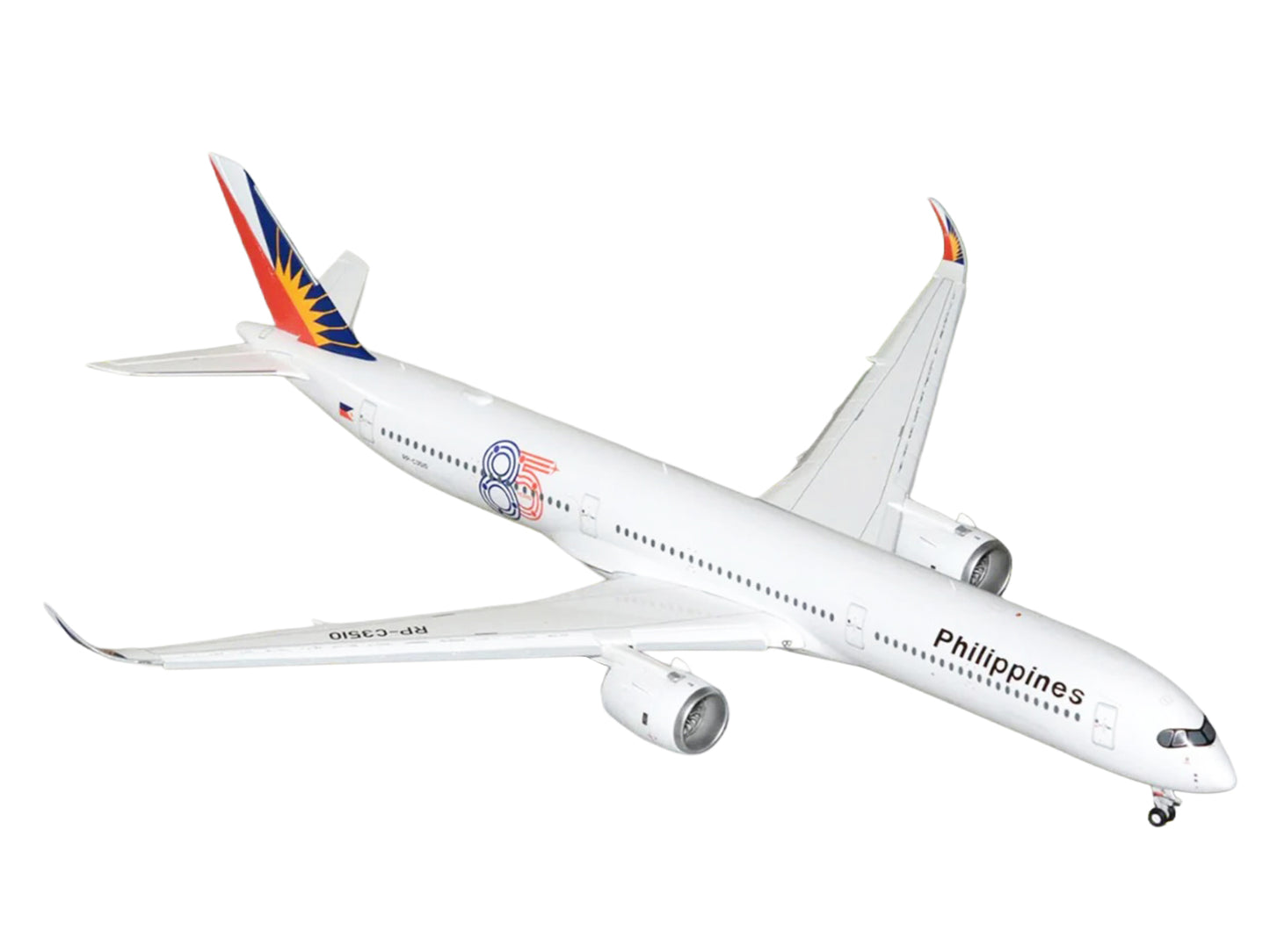 Airbus A350-1000 Commercial Aircraft with Flaps Down "Philippine Airlines" (RP-C3510) White with Tail Graphics "Gemini 200" 1/200 Diecast Model Airplane by GeminiJets