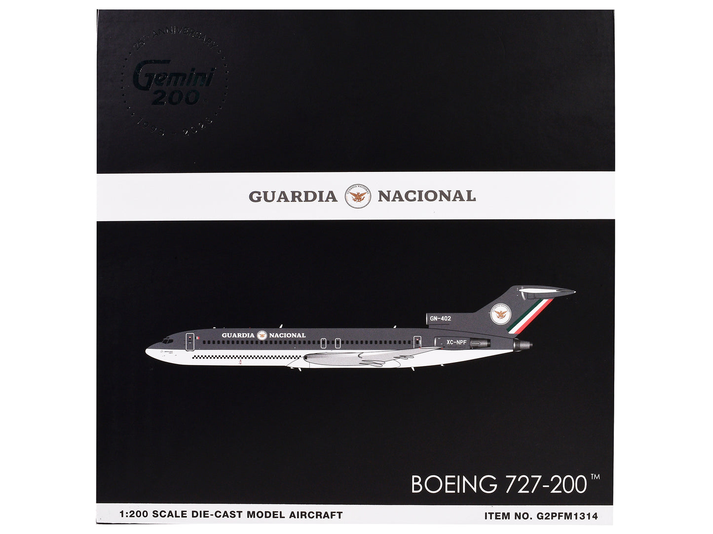 Boeing 727-200 Commercial Aircraft "Guardia Nacional (Mexican National Guard)" (XC-NPF) Gray and White "Gemini 200" Series 1/200 Diecast Model Airplane by GeminiJets <h2>Boeing GeminiJets</h2> <p>High