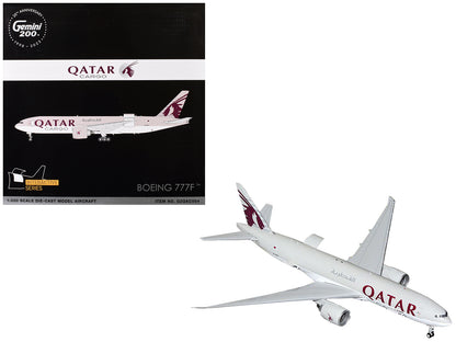 Boeing 777F Commercial Aircraft "Qatar Cargo" (A7-BFT) Gray with Tail Graphics "Gemini 200 - Interactive" Series 1/200 Diecast Model Airplane by GeminiJets <h2>Boeing GeminiJets</h2> <p>High-quality c