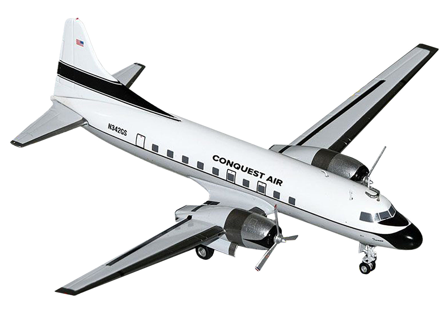 Convair C-131 Commercial Aircraft "Conquest Air Cargo" (N342GS) White with Black Tail Stripes "Gemini 200" Series 1/200 Diecast Model Airplane by GeminiJets <h2>Convair GeminiJets</h2> <p>High-quality