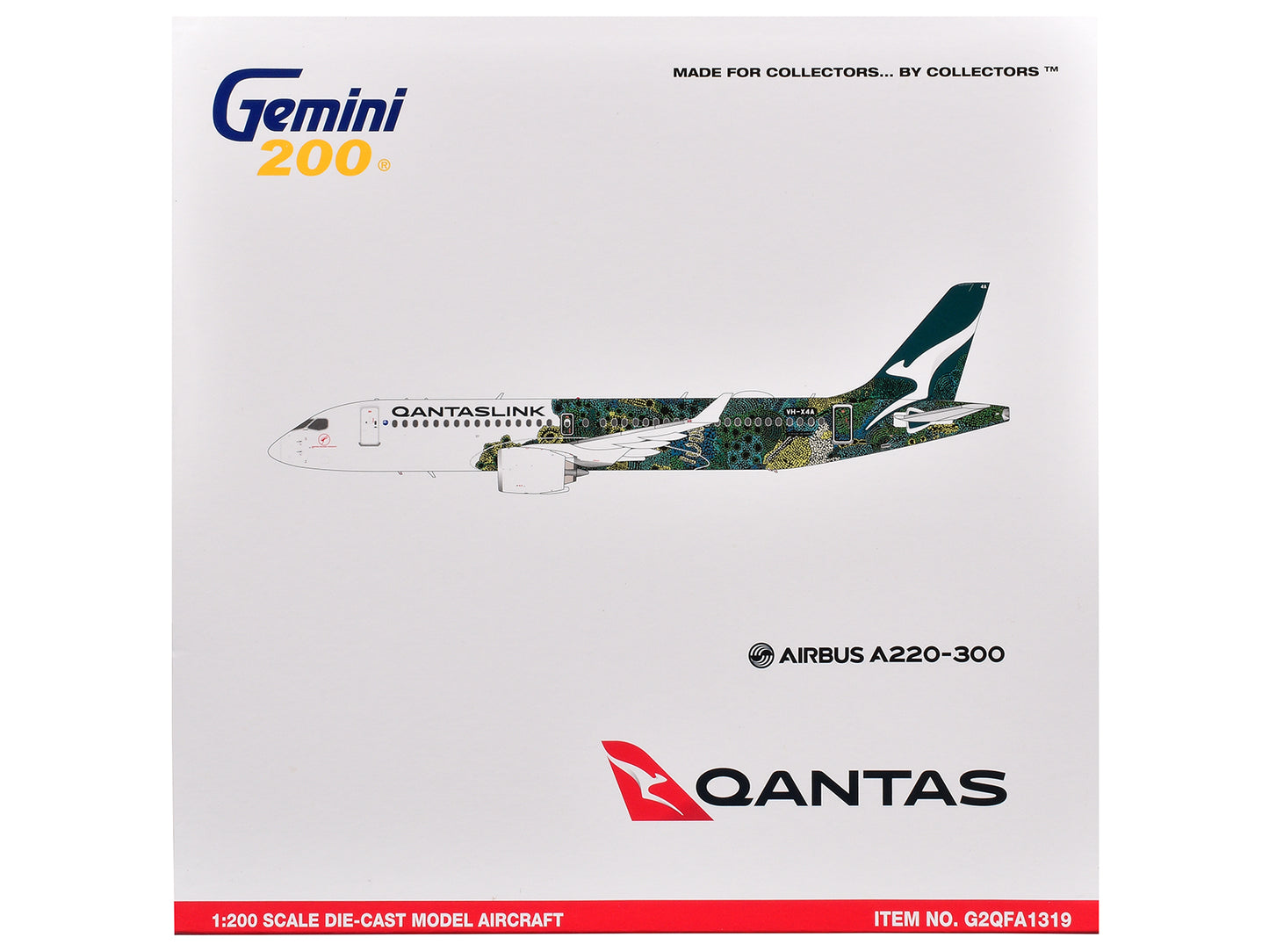 Airbus A220-300 Commercial Aircraft "QantasLink - Minyma Kutjara Tjukurpa Livery" (N531PA) White with Green Graphics "Gemini 200" Series 1/200 Diecast Model Airplane by GeminiJets <h2>Airbus GeminiJet