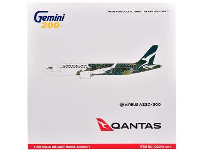 Airbus A220-300 Commercial Aircraft "QantasLink - Minyma Kutjara Tjukurpa Livery" (N531PA) White with Green Graphics "Gemini 200" Series 1/200 Diecast Model Airplane by GeminiJets <h2>Airbus GeminiJet