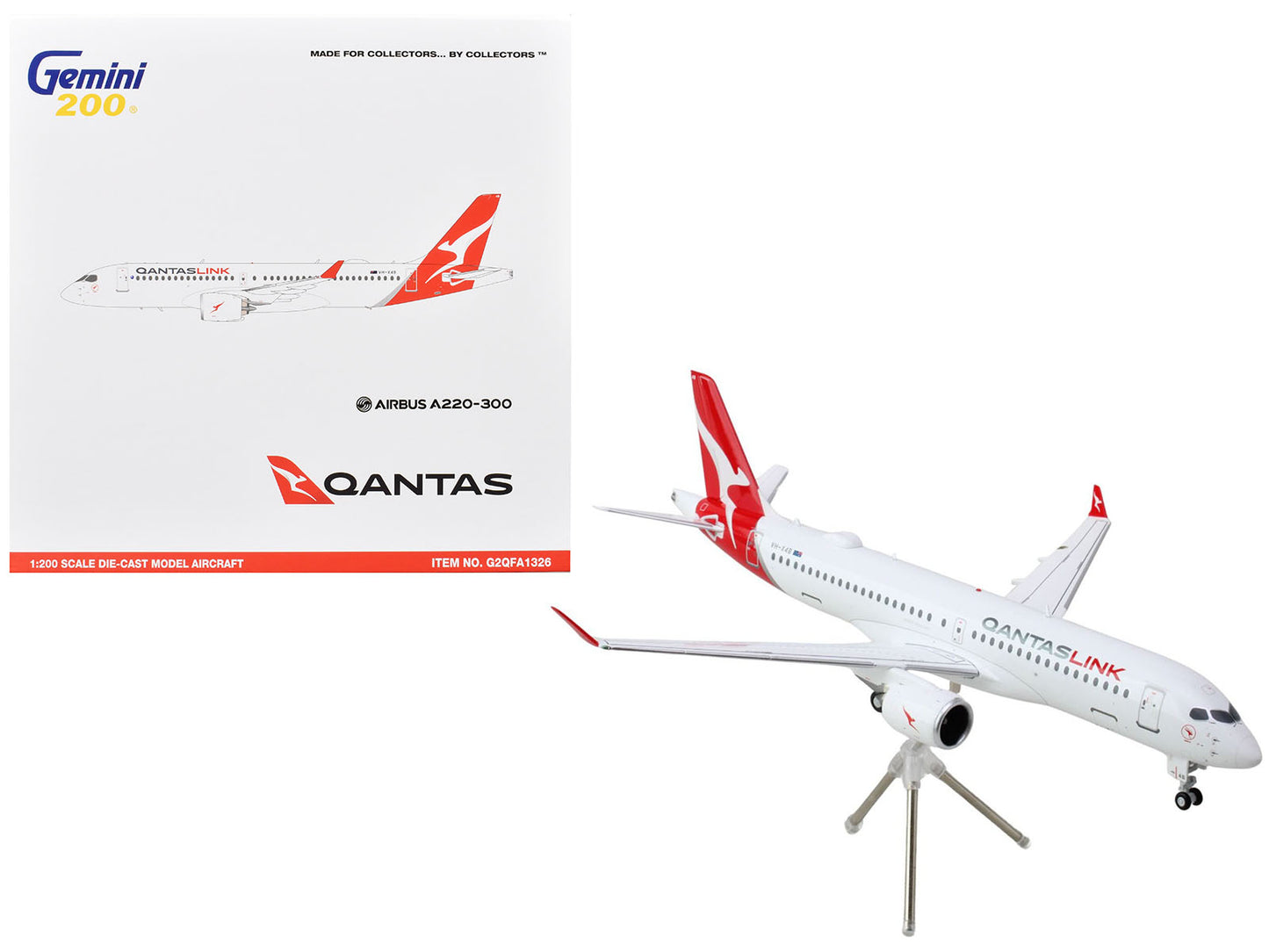 Airbus A220-300 Commercial Aircraft "QantasLink - Qantas Airways" (VH-4XB) White with Red Tail "Gemini 200" Series 1/200 Diecast Model Airplane by GeminiJets <h2>Airbus GeminiJets</h2> <p>High-quality