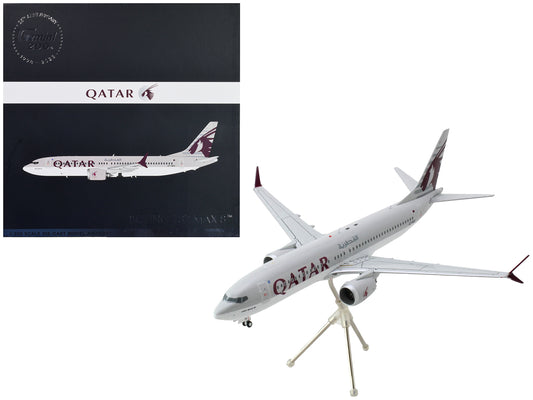 Boeing 737 MAX 8 Commercial Aircraft "Qatar Airways" Gray and White with Tail Graphics "Gemini 200" Series 1/200 Diecast Model Airplane by GeminiJets <h2>Boeing GeminiJets</h2> <p>High-quality car per