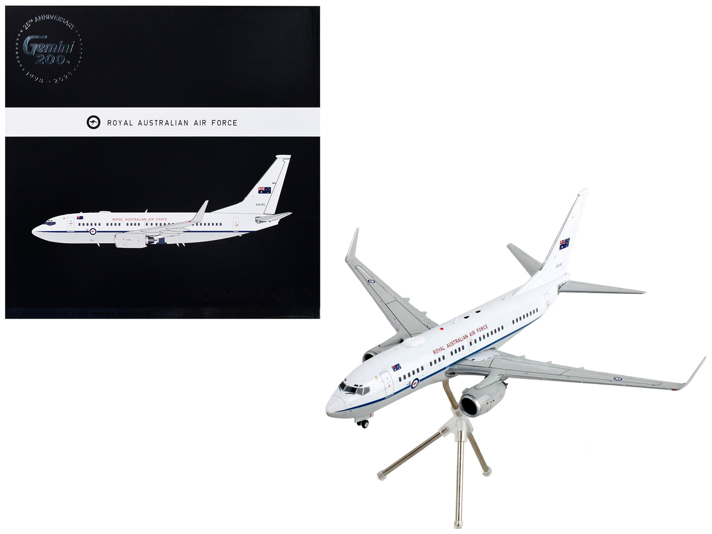 Boeing 737-700 Transport Aircraft "Royal Australian Air Force - A36-002" White and Gray "Gemini 200" Series 1/200 Diecast Model Airplane by GeminiJets <h2>Boeing GeminiJets</h2> <p>High-quality car pe
