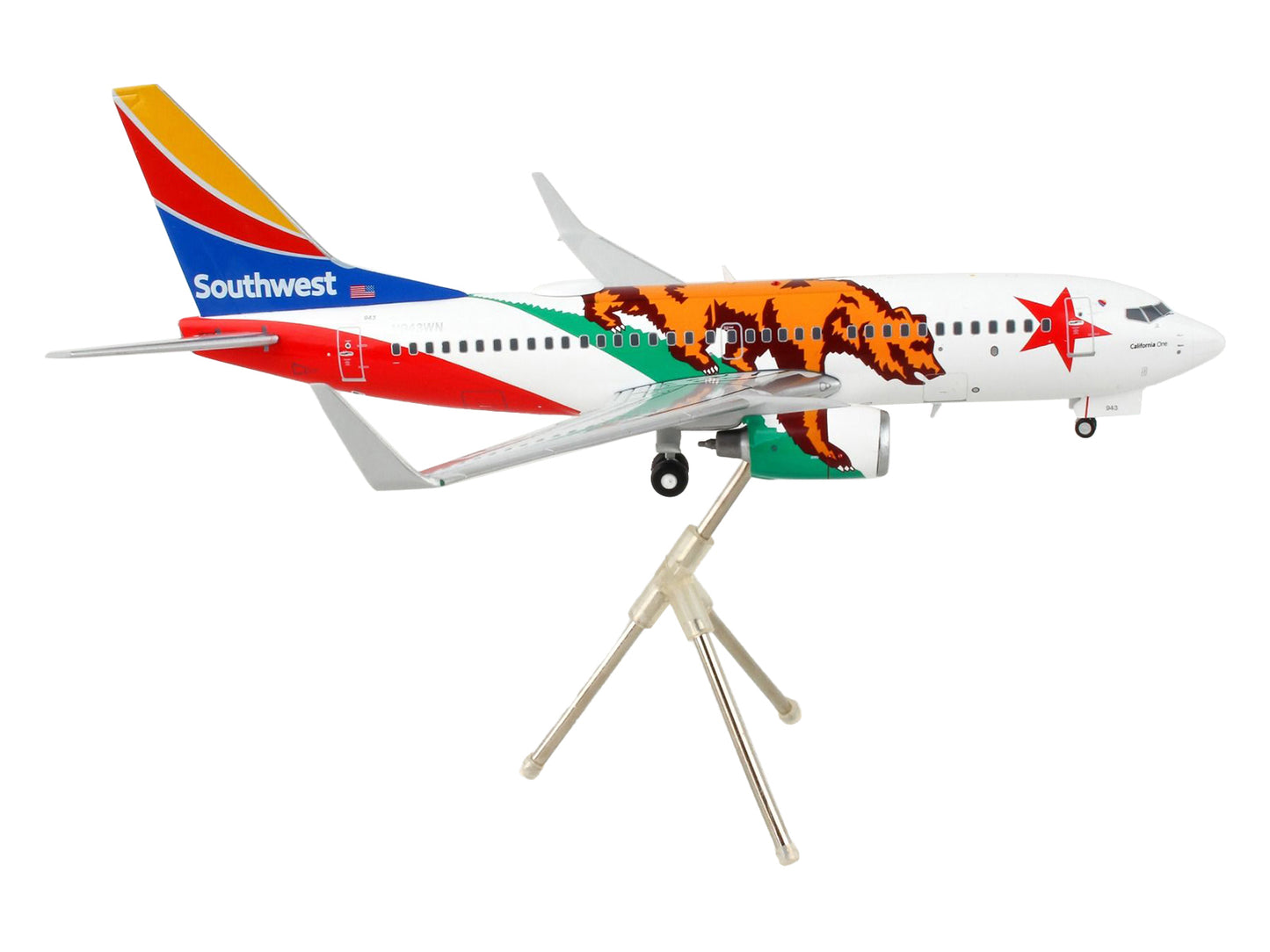 Boeing 737-700 Commercial Aircraft "Southwest Airlines - California One" Flag Livery "Gemini 200" Series 1/200 Diecast Model Airplane by GeminiJets <h2>Boeing GeminiJets</h2> <p>High-quality car perfe