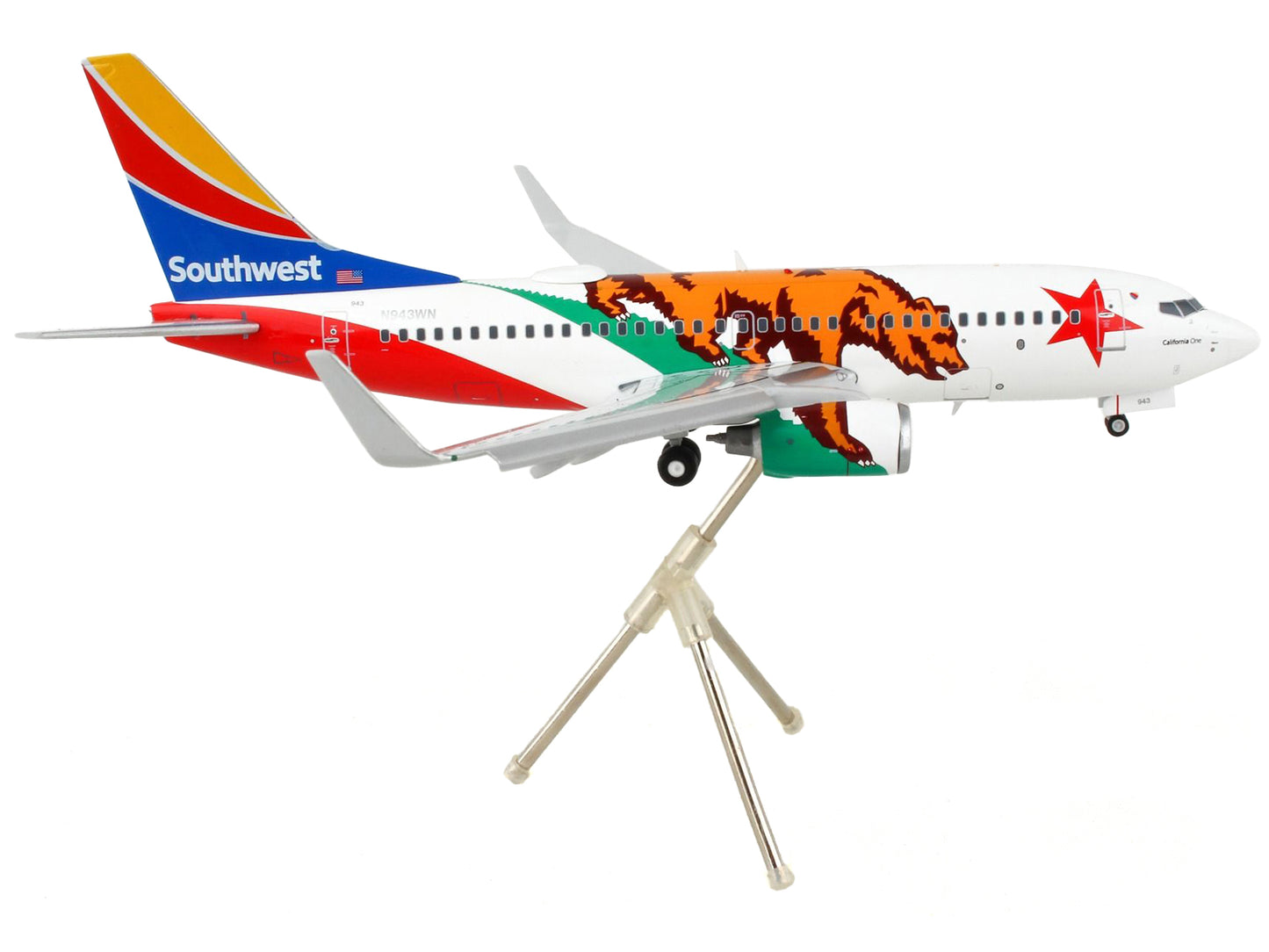 Boeing 737-700 Commercial Aircraft with Flaps Down "Southwest Airlines - California One" Flag Livery "Gemini 200" Series 1/200 Diecast Model Airplane by GeminiJets <h2>Boeing GeminiJets</h2> <p>High-q