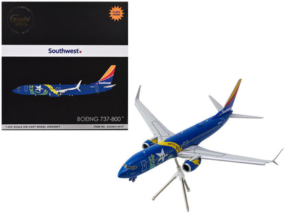 Boeing 737-800 Commercial Aircraft with Flaps Down "Southwest Airlines - Nevada One" (N8646B) Blue Tail Stripes "Gemini 200" Series 1/200 Diecast Model Airplane by GeminiJets <h2>Boeing GeminiJets</h2