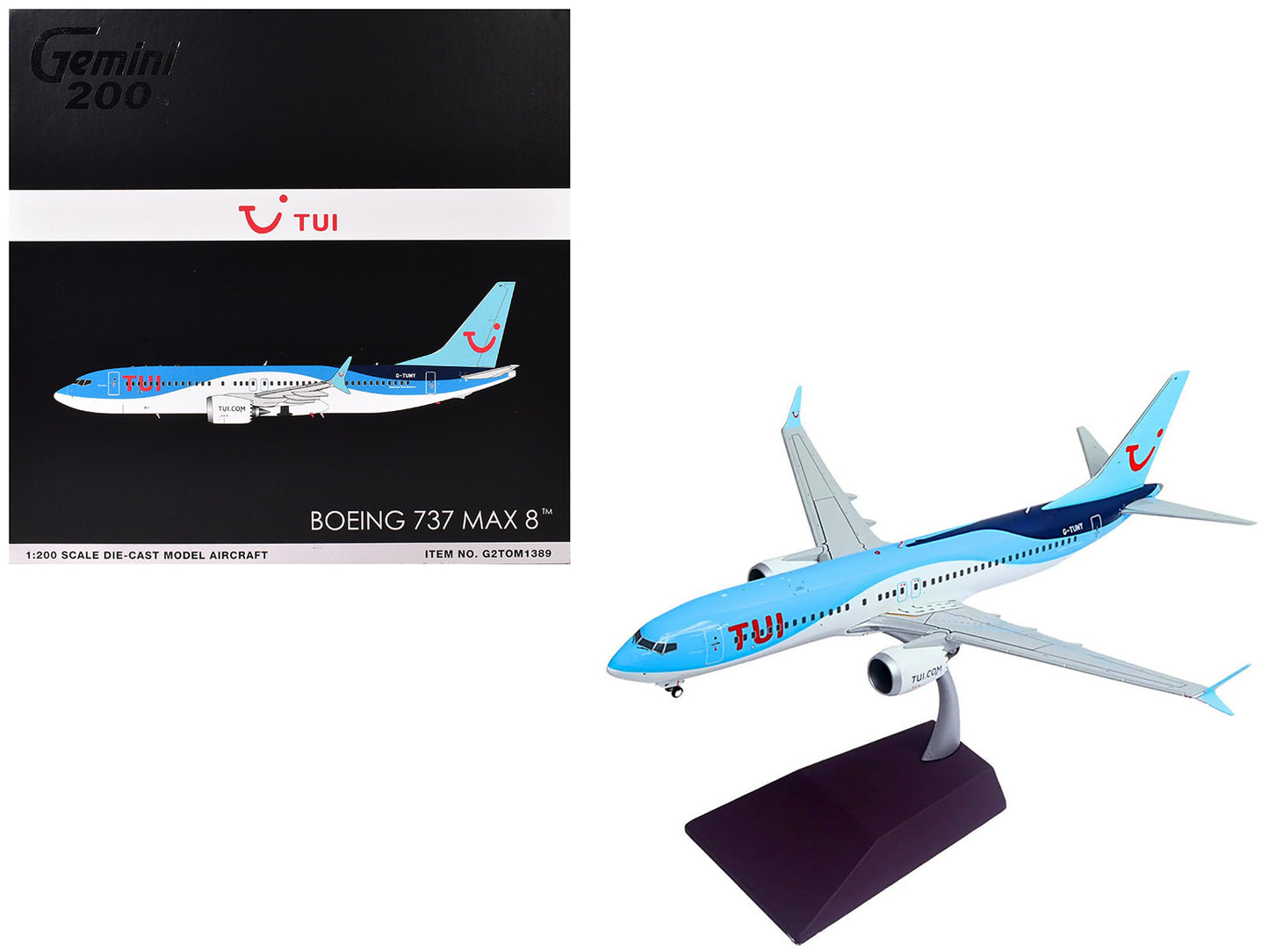 Boeing 737 MAX 8 Commercial Aircraft "TUI Airways" (G-TUMY) Blue and White "Gemini 200" Series 1/200 Diecast Model Airplane by GeminiJets <h2>Boeing GeminiJets</h2> <p>High-quality car perfect for col
