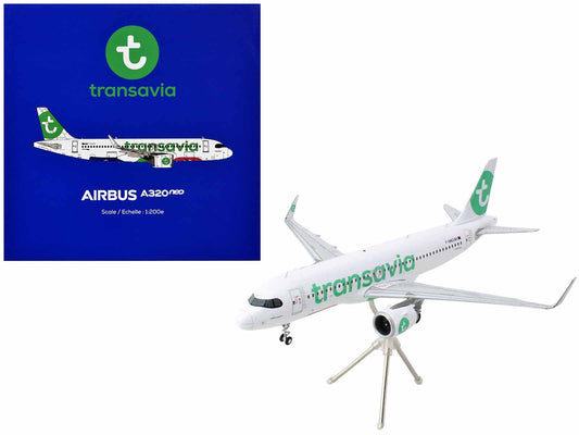 Airbus A320neo Commercial Aircraft "Transavia Airlines" (F-GNEO) White with Green Tail "Gemini 200" Series 1/200 Diecast Model Airplane by GeminiJets <h2>Airbus GeminiJets</h2> <p>High-quality car per