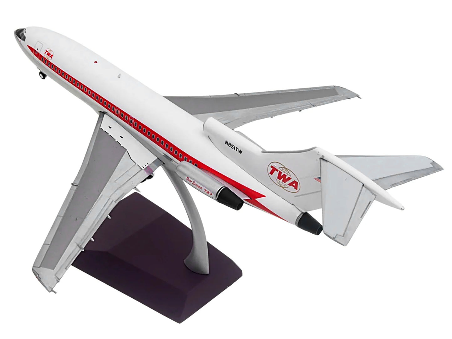Boeing 727-100 Commercial Aircraft "Trans World Airlines (TWA)" (N851TW) White with Red Stripes "Gemini 200" Series 1/200 Diecast Model Airplane by GeminiJets <h2>Boeing GeminiJets</h2> <p>High-qualit