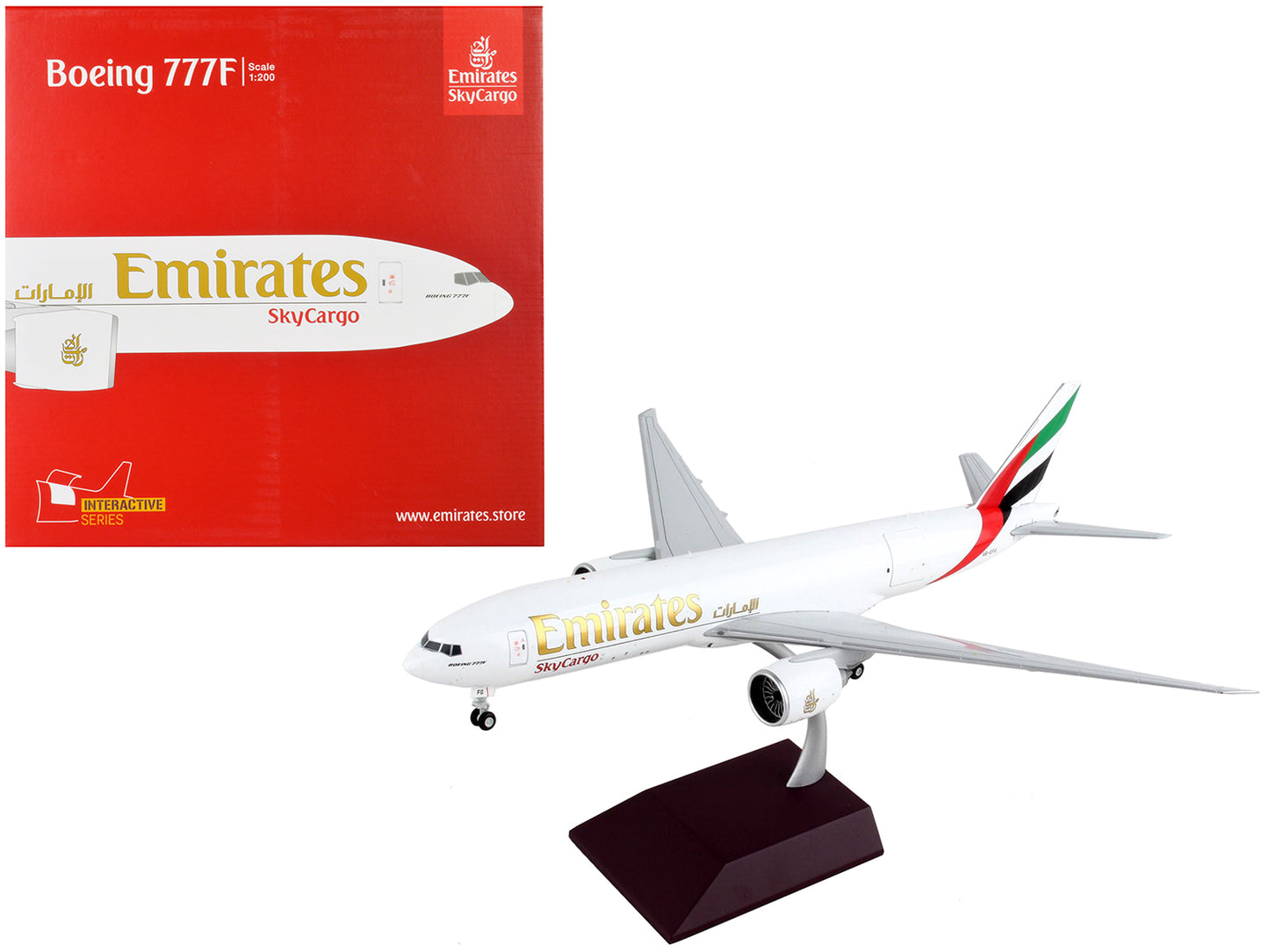 Boeing 777F Commercial Aircraft "Emirates Airlines - SkyCargo" White with Striped Tail "Gemini 200 Interactive" Series 1/200 Diecast Model Airplane by GeminiJets <h2>Boeing GeminiJets</h2> <p>High-qua