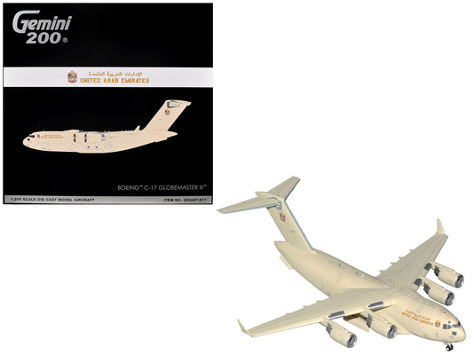 Boeing C-17 Globemaster III Transport Aircraft "United Arab Emirates Air Force" (1228) Beige "Gemini 200" 1/200 T&y Diecast Model Airplane by GeminiJets