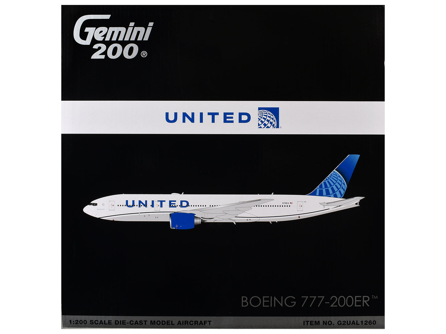 Boeing 777-200ER Commercial Aircraft "United Airlines" (N798UA) White with Blue Tail "Gemini 200" Series 1/200 Diecast Model by GeminiJets