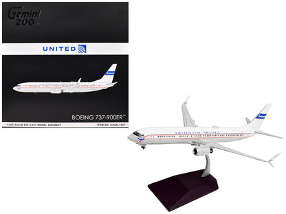Boeing 737-900ER Commercial Aircraft "Continental Airlines - United Airlines" (N75435) White with Red and Blue Stripes "Gemini 200" Series 1/200 Diecast Model Airplane by GeminiJets <h2>Boeing GeminiJ